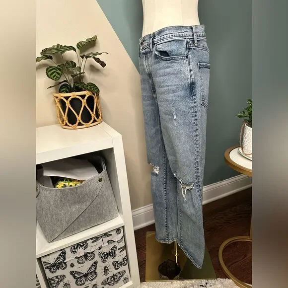 Le Jean by Charlie Gay Mia Relaxed Straight Jeans Distressed High-Rise Denim 28 - Picture 3 of 11